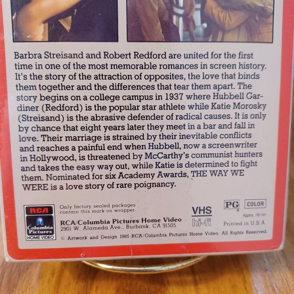 The Way We Were 1973 Awarded Movie VHS Factory Sealed RCA Columbia Full Box Mint - Picture 4 of 9